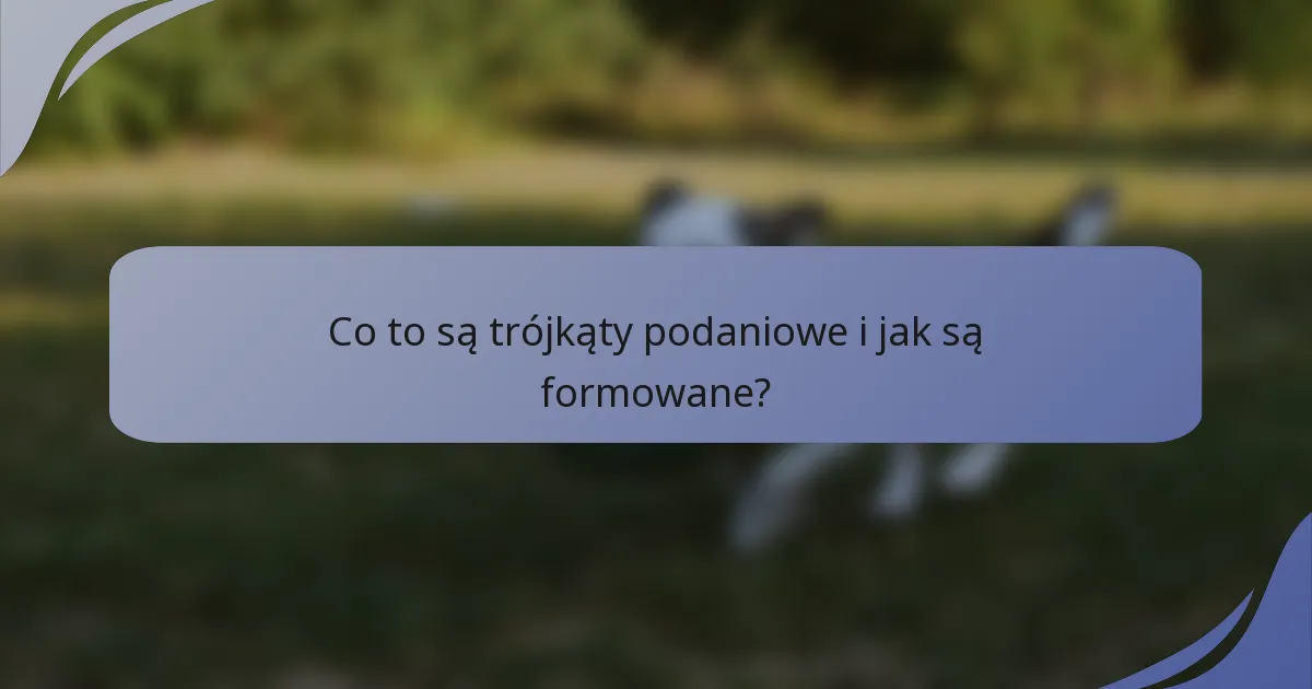 Co to są trójkąty podaniowe i jak są formowane?