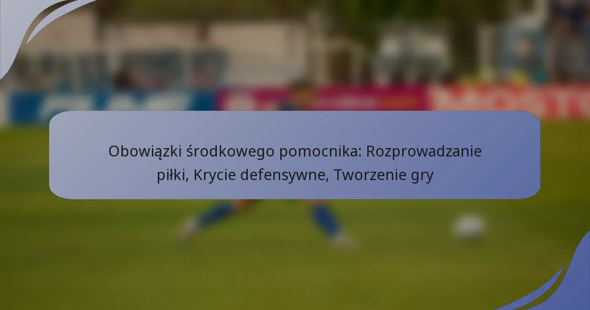 Obowiązki środkowego pomocnika: Rozprowadzanie piłki, Krycie defensywne, Tworzenie gry